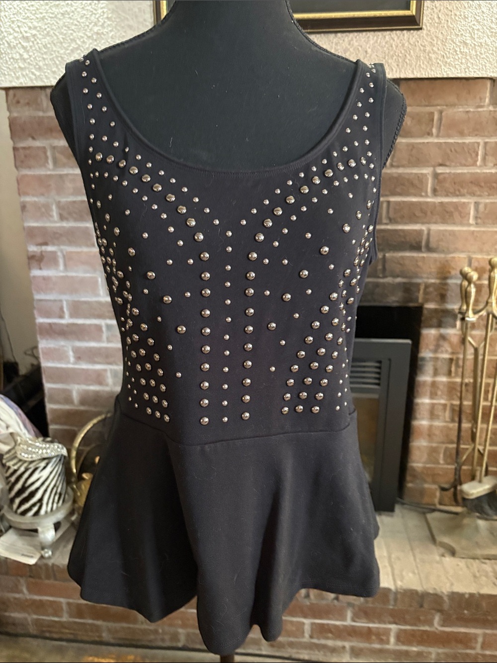 Express Black Studded Peplum Tank Top